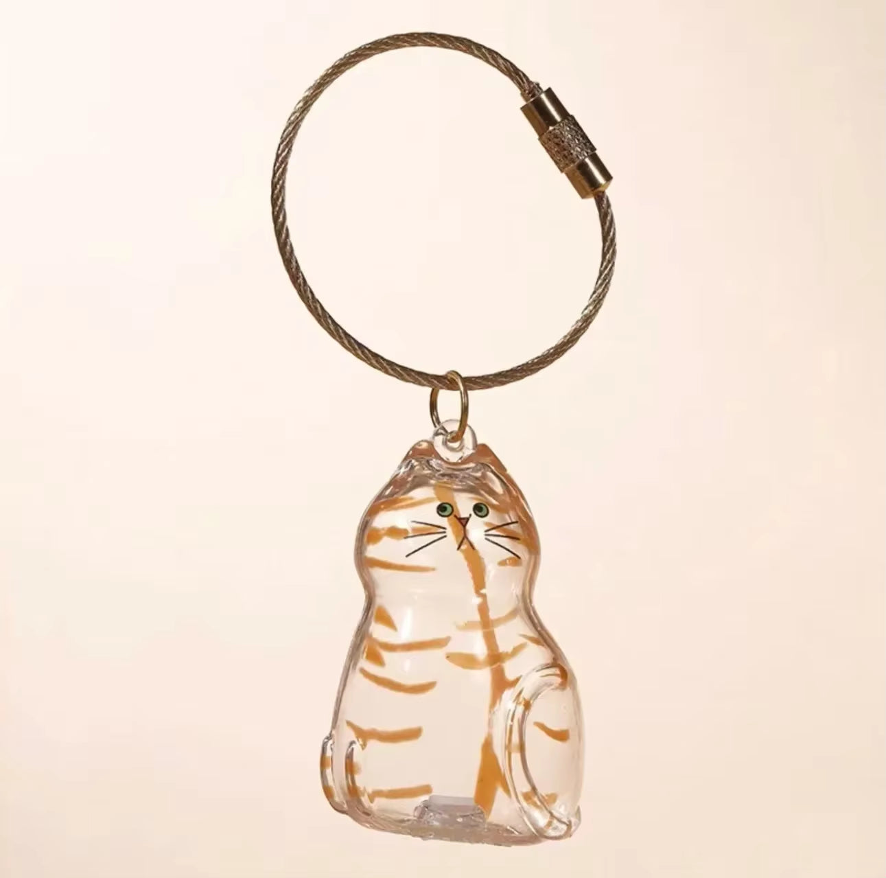 Transparent Cat Hair Storage Keychain Pendant Pet Fur Keepsake Memorial Souvenir for Backpack Bag Car Key Ginger Cat Lover Gift